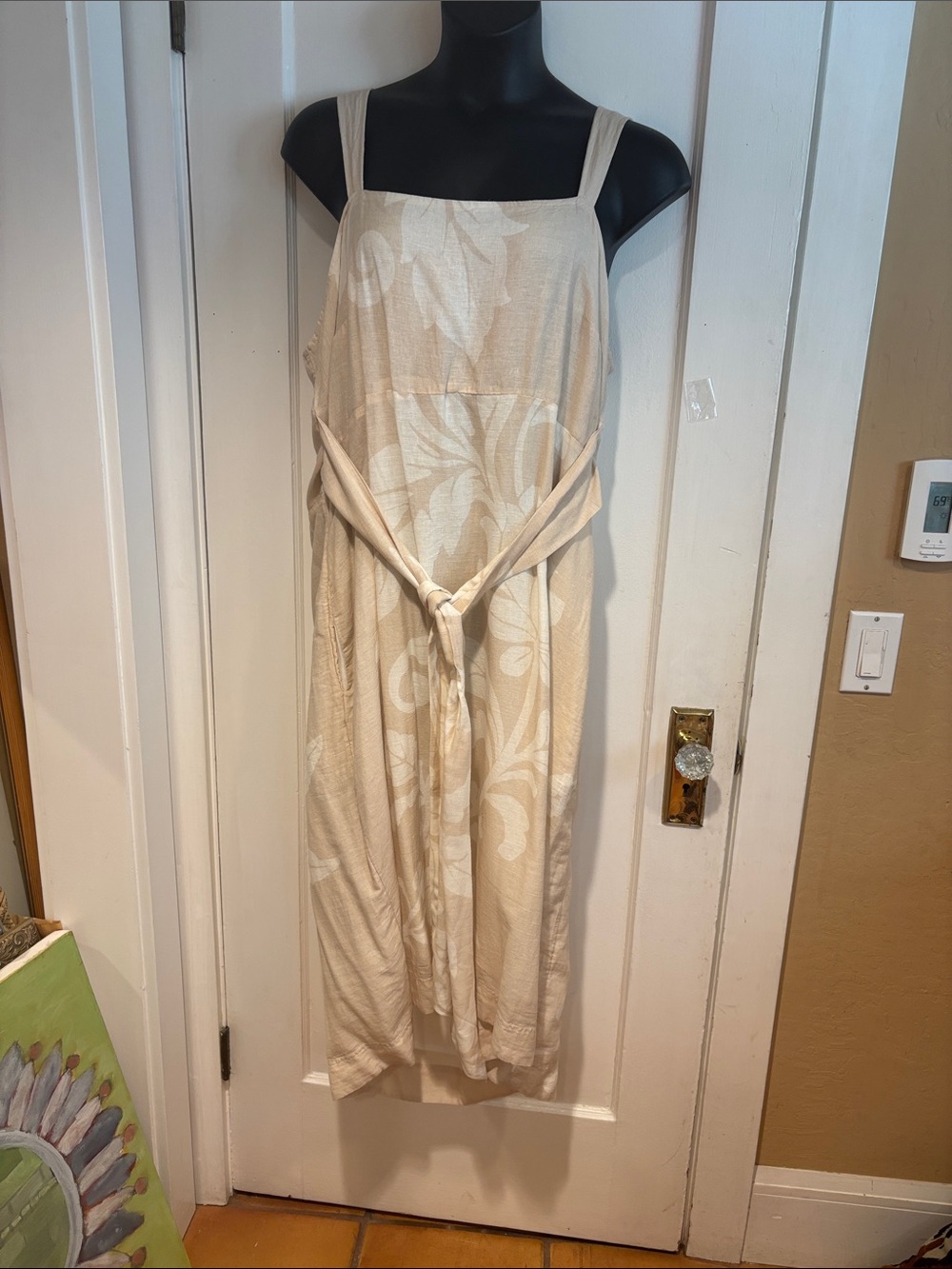 Pilcro Cream Floral Maxi Apron Dress